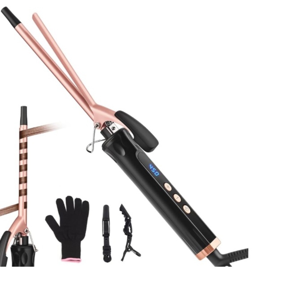 NEW 3/8" Curling Iron Set with Clips and Glove - Picture 3 of 6